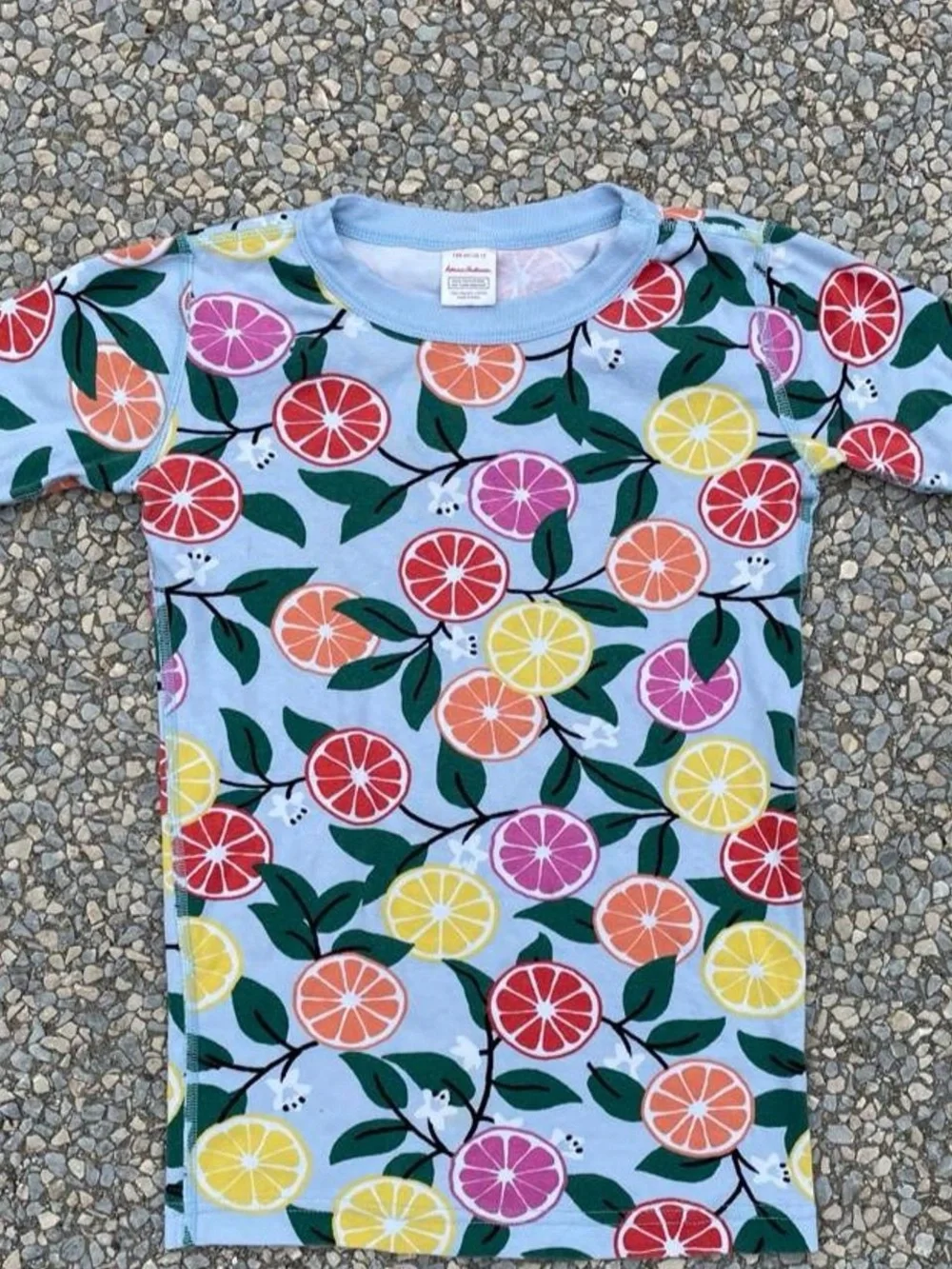 Hanna Andersson Light Blue Citrus Print Tee Kids PJ Tee